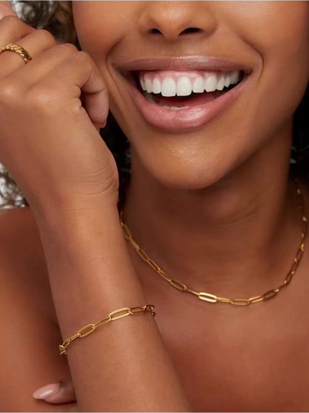 18K Gold Plated Paperclip Chain Necklace - Waterproof - Picture 7 of 7